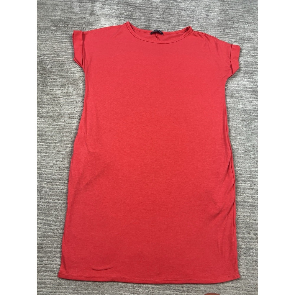 Shop Basic USA Dress Womens Medium OrangeShort Sleeve Pockets Shift T-Shirt Mini